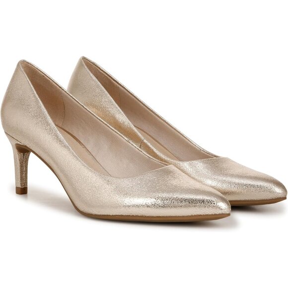 LifeStride Womens Platino Gold Metallic Polyurethane (PU) Alexis Point Toe Pump - Picture 7 of 9